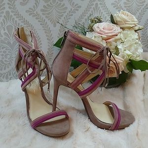 Jessica Simpson Two Tone Pink Suede Heels Sz 7 1/2